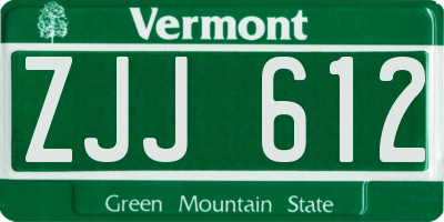 VT license plate ZJJ612