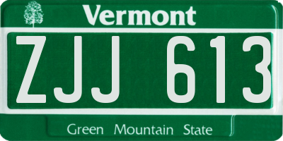 VT license plate ZJJ613