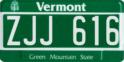 VT license plate ZJJ616