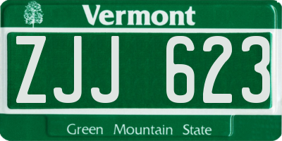 VT license plate ZJJ623