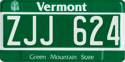 VT license plate ZJJ624