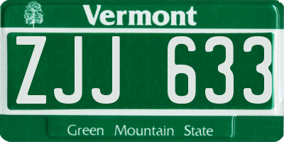 VT license plate ZJJ633