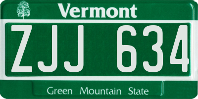 VT license plate ZJJ634