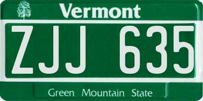 VT license plate ZJJ635