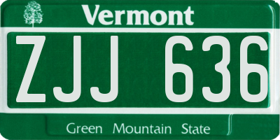 VT license plate ZJJ636