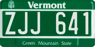 VT license plate ZJJ641