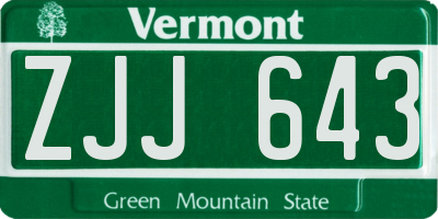 VT license plate ZJJ643