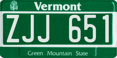 VT license plate ZJJ651