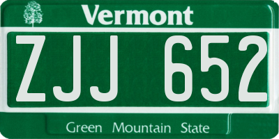 VT license plate ZJJ652