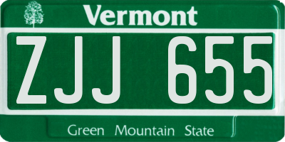 VT license plate ZJJ655