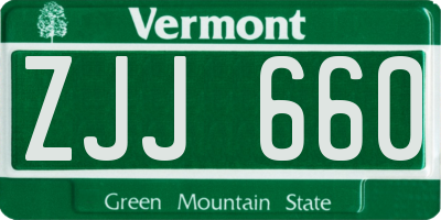 VT license plate ZJJ660