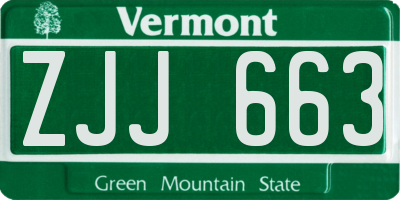 VT license plate ZJJ663