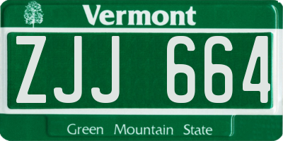 VT license plate ZJJ664