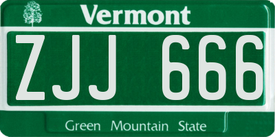 VT license plate ZJJ666