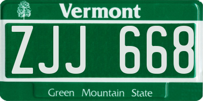 VT license plate ZJJ668