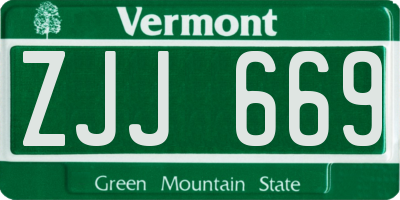 VT license plate ZJJ669