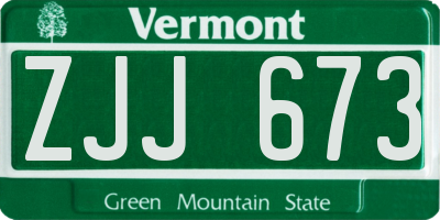 VT license plate ZJJ673