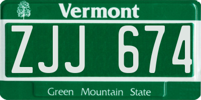 VT license plate ZJJ674