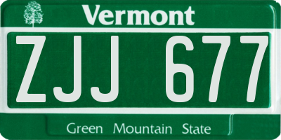 VT license plate ZJJ677