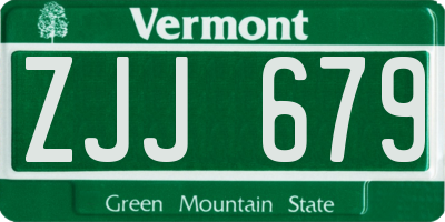 VT license plate ZJJ679