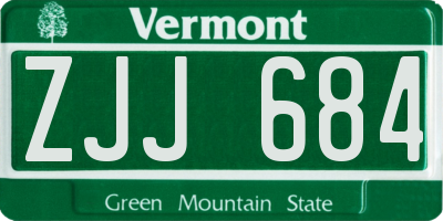 VT license plate ZJJ684
