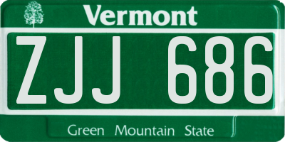VT license plate ZJJ686