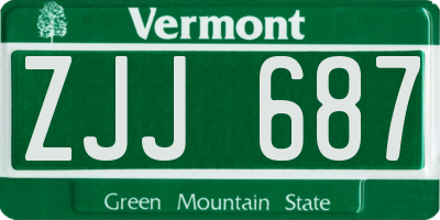 VT license plate ZJJ687