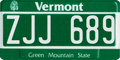 VT license plate ZJJ689