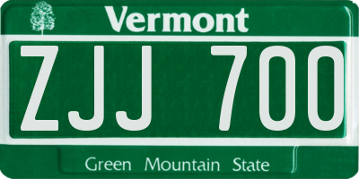 VT license plate ZJJ700