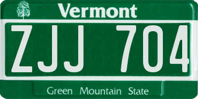 VT license plate ZJJ704