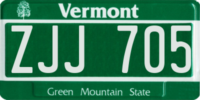 VT license plate ZJJ705
