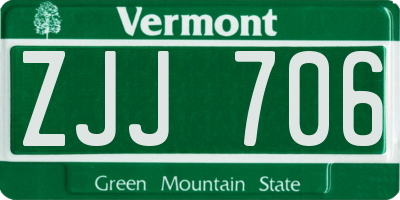 VT license plate ZJJ706