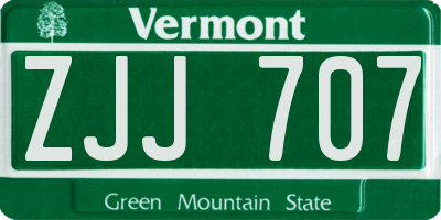 VT license plate ZJJ707