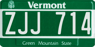 VT license plate ZJJ714