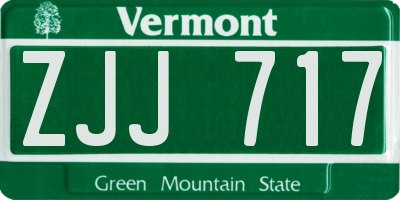 VT license plate ZJJ717