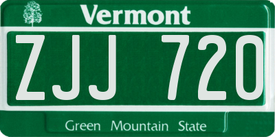 VT license plate ZJJ720