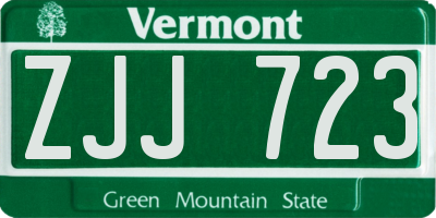 VT license plate ZJJ723