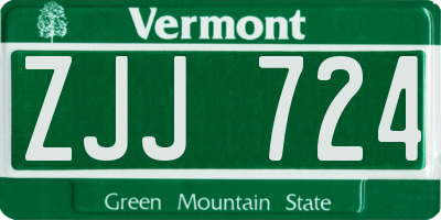 VT license plate ZJJ724