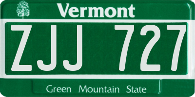 VT license plate ZJJ727