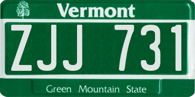 VT license plate ZJJ731