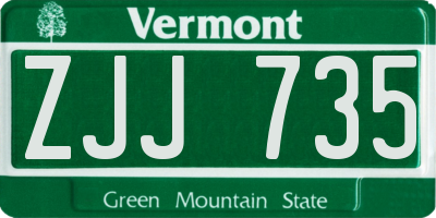 VT license plate ZJJ735