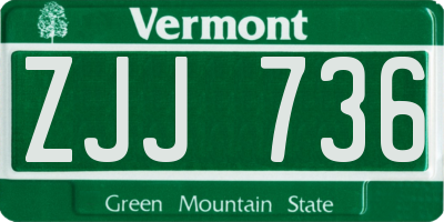 VT license plate ZJJ736
