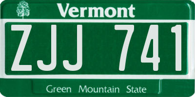 VT license plate ZJJ741