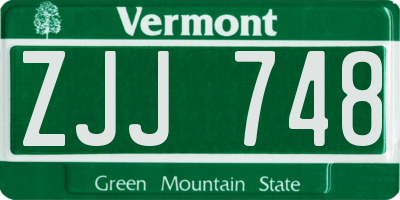 VT license plate ZJJ748