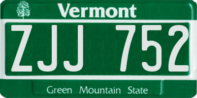 VT license plate ZJJ752