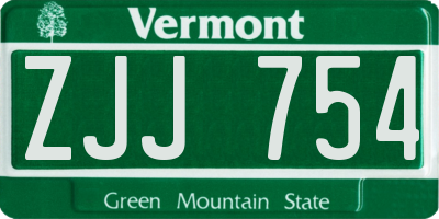 VT license plate ZJJ754