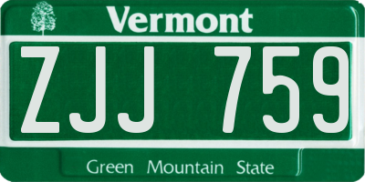 VT license plate ZJJ759
