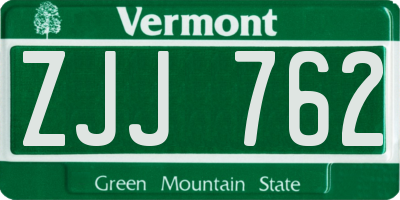 VT license plate ZJJ762