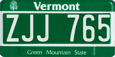 VT license plate ZJJ765
