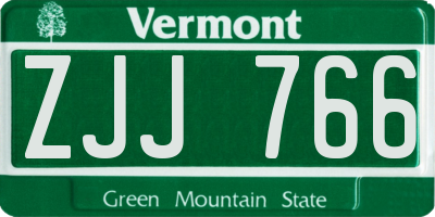 VT license plate ZJJ766